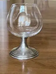 Arte Italica Tuscan Cognac Glass. 5". Glass/Pewter. Hand-made in Italy.