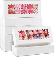 ZORRITA 12.5" x 5.5" x 2.5" Auto Pop-up Cookie Boxes with Window, 30 Pack White Bakery Boxes, Chocolate Covered Strawberries Boxes for Pastries, Cakes, Donuts, Muffins, Treats