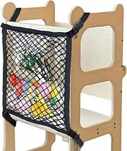XGKHOM Toddler Tower Safety Net, Toddler Learning Tower Safety Net for Enhanced Safety and Convenience, Double Layer Design with Storage Function, Ideal for Kids Kitchen Play and Learning Activities