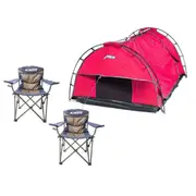 Adventure Kings Pink Camping Double Swag Dome Tent + 2x Portable Camping Chairs