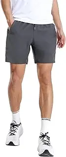 [VREMOUPO] Men Running Shorts Athletic Workout Shorts Elastic High Waist Shorts with 2 Side Zip Phone Pocket