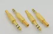 4 Pack - 1/4" Male Stereo TRS Audio Cable Jack Spring Connector Gold Plugs NEW