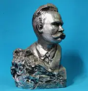 FRIEDRICH NIETZSCHE Silver BUST SCULPTURE 8" PHILOSOPHY PHILOSOPHER ANTICHRIST