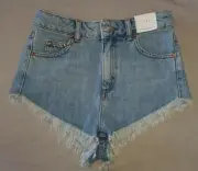 TopShop Kiri High Waisted High Leg Cut Off Jean Short Size 2 Cheeky Denim