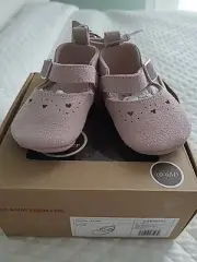 Bear Paw Infant Leather Stepping Stones Mary Jane Size 0-6 Mo. Pink Shoes NEW