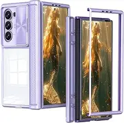 [Ephoou] for Samsung Galaxy Z Fold 6 Case with Hinge Protection & Camera Len Protection Cover, Transparent PC Ultra-Thin Shockproof Protection Cover Case for Samsung Galaxy Z Fold6. MJ-Purple