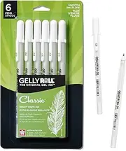 SAKURA Gelly Roll Gel Pens - Medium Tip Ink Pens for Journaling, Art, or Drawing - Classic White Ink - All Are Tip Size Medium 08-6 Pack