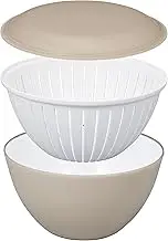 CB Japan Heat-Resistant Bowl, Colander Set, 3.9 gal (1.5 L), Beige, Deep and Easy to Mix Bowl, Colander Convenient for Draining, Lid That Can Be Used As Dishes, Microwave Cooking, Dishwasher Safe,