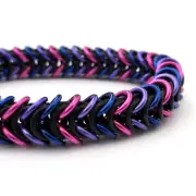 Bisexual pride stretch bracelet, handmade chainmail box chain, LGBTQ jewelry