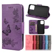 For iPhone 13 Pro Case,Vintage Butterflies PU Leather Wallet Cover,Stand,Purple