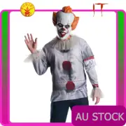 Licensed Mens Pennywise IT Costume Stephen King Evil Circus Movie Halloween