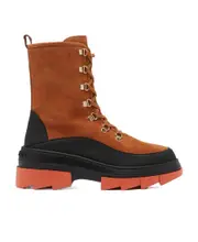 chunky lace-up suede boots 36 Brown