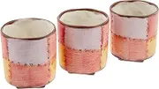 J-Kitchens Workshop Sho~ Set of 3 Square High Stand Teacup Red Patchwork Hasami Ware Made in Japan