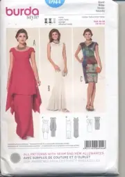 BURDA Sewing Pattern # 6944 FORMAL/SEMI FORMAL DRESS Misses US Szs.10-22- BN/UC