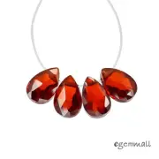 8 Cubic Zirconia Flat Pear Briolette Beads 6x9mm Garnet Red #96137