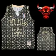 CHICAGO BULLS NBA BLACK AND GOLD #2 MICHAEL JORDAN 23 JERSEY SIZE SMALL