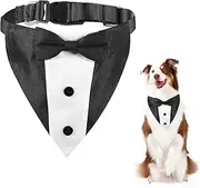 Adjustable Dog Cat Tuxedo Collar Bow Tie for Dogs and Cats Pets Bow Tie Wedding Bow Tie Puppy Kitten Wedding Birthday Black White