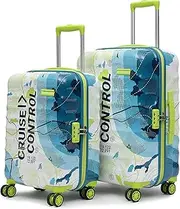 [uppercase] Geo Set of 2 (S+M), Hardsided Trolley Bag for Travel Printed Eco Polycarbonate Luggage, Combination Lock 8 Wheel Spinner Suitcase for Unisex, 2000 Days Warranty, Blue, Set of 2, Luggage