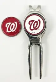 Baseball MLB Golf Divot Repair Tool Ballmark Silver Washington Nationals
