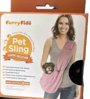 NEW DOG CAT Carrier FURRY FIDO Pink Br Reversible Designer Classic Pet Sling S/M