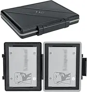 JJC 2 Slots 2.5 Inch Hard Drive Case Storage Box Holder for 2.5" SSD * 2 or 2.5 Inch HDD * 1, Solid State Hard Drive Protection Carrying Case Water-Resistant, Anti-Shock