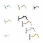 Geometric Zircon Nose Screw Studs Opal Nostril Goth Daily
