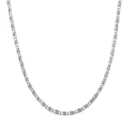 10K White Gold Tigers Eye Chain Necklace, 2.3mm, 18"