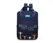 W03 Blue Backpack Female Korean School Bag Large Capacity Casual Simple Embroidery Travel Bag Computer Bag for 14 Inch Notebook