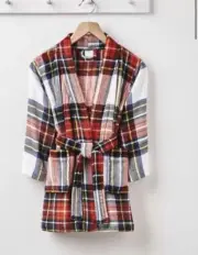 New Plush Flannel Kids Robe XS (4/5) Unisex Mistletoe Farms Holiday