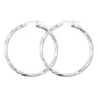 STERLING SILVER ROUND CREOLE TWISTED CABLE TUBE HOOP SLEEPER PIERCED EARRINGS