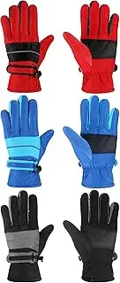 [Geyoga] 3 Pairs Kids Winter ski Gloves Waterproof Snow Mittens Toddler Windproof Warm Gloves for Outddor Activities