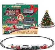 Toy Train Set for Boys | Christmas Train Toy with Light and Sound,Electric Locomotive Engine, Railway Track, Passenger Carriage