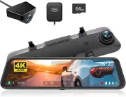 G850 12" 4K Rear View Mirror Camera with 5.8Ghz Wifi and Voice Control, Smart Mi