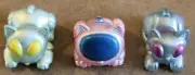 Set of 3 Micro Mini Plastic Cat Pull Back Race Car Toys Retro Vintage Style