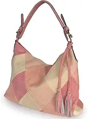 [XingChen] Hobo Bags for Women Patchwork Color Faux Leather Large Purses and Handbags Hobo Purse with Tassel
