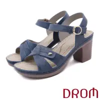 在飛比找momo購物網優惠-【DROM】粗跟涼鞋 交叉涼鞋/時尚簡約交叉金屬搭釦造型防水