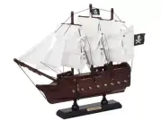 Wooden Black Bart's Royal Fortune White Sails Model Pirate Ship 12"