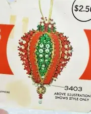 Walco THE EMPRESS Red/Green Pear Sequin Bead Christmas Ornament Craft Kit NOS