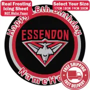 Essendon Bombers Personalised Birthday Edible Image Cake Topper Frosting