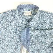 Ted Baker Endurance Mens 15.5 34/35 Long Sleeve Button Up Shirt Blue Paisley