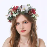 在飛比找ETMall東森購物網優惠-拍攝仿真花紅色新娘頭飾