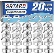 Grtard 20 Pack 25 LBS Magnetic Hooks Heavy Duty Neodymium Magnet Hooks, Magnetic Hooks for Cruise Cabins, Strong Magnetic Hooks for Hanging, Magnets with Hooks for Fridge, Kitchen, Workplace, Office