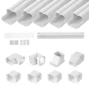 VEVOR Mini Split Line Set Cover 76.2mm W 3110mm L, PVC Decorative Pipe Line Cover For Air Conditioner with 5 Straight Ducts & Full Components Easy to