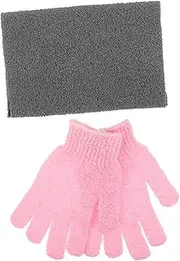 LALADEFIEE Long Bath Flower Back Scrub Bath Gloves Set Soft Exfoliating Gloves for Bathing