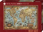 Heye Map Art The World Jigsaw Puzzle + Poster 2000 Pieces (HEY29845)