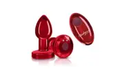 Cheeky Charms Rechargeable Vibrating Metal Butt Plug With Remote Red