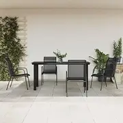 VRAXO 5 Piece Garden Dining Set Black Steel and Textilene -38.6KG,3200694