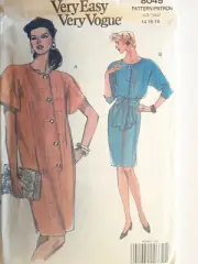 Dress Sash Loose Very Easy Vogue Sewing Pattern 8049 Size 14 16 18 VTG UC FF