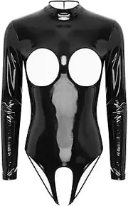 [GRRKDFQ] Women's Lingerie & Underwear Open Cup Bra Back Zipper Crotchless One-Piece Top