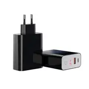 2PCS 45W Speed PPS Intelligent Power-off Digital Display Quick Charger PD3.0+QC3.0 Type-C+ USB Charger BLACK COLOR